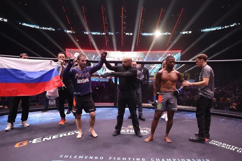    Техническим нокаутом дагестанец одолел соперника из Бразилии Кайону Батисту. Фото: Shlemenko Fighting Championship