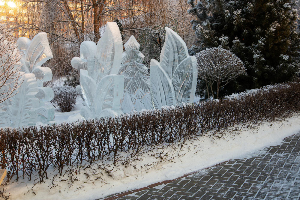 Вариант зимнего ландшафтного дизайна на участке