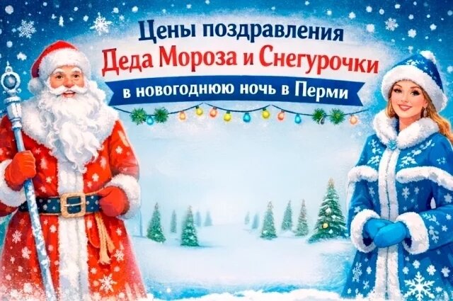   Цены поздравления Деда Мороза и Снегурочки в новогоднюю ночь в Перми