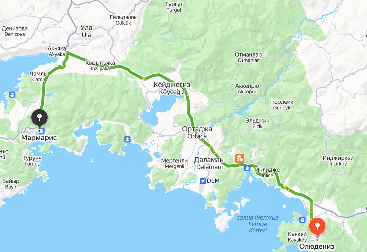 Маршрут Олюдениз - Мармарис
