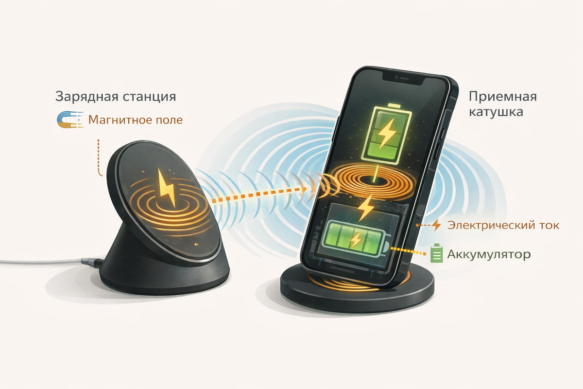 Принцип работы беспроводной зарядки