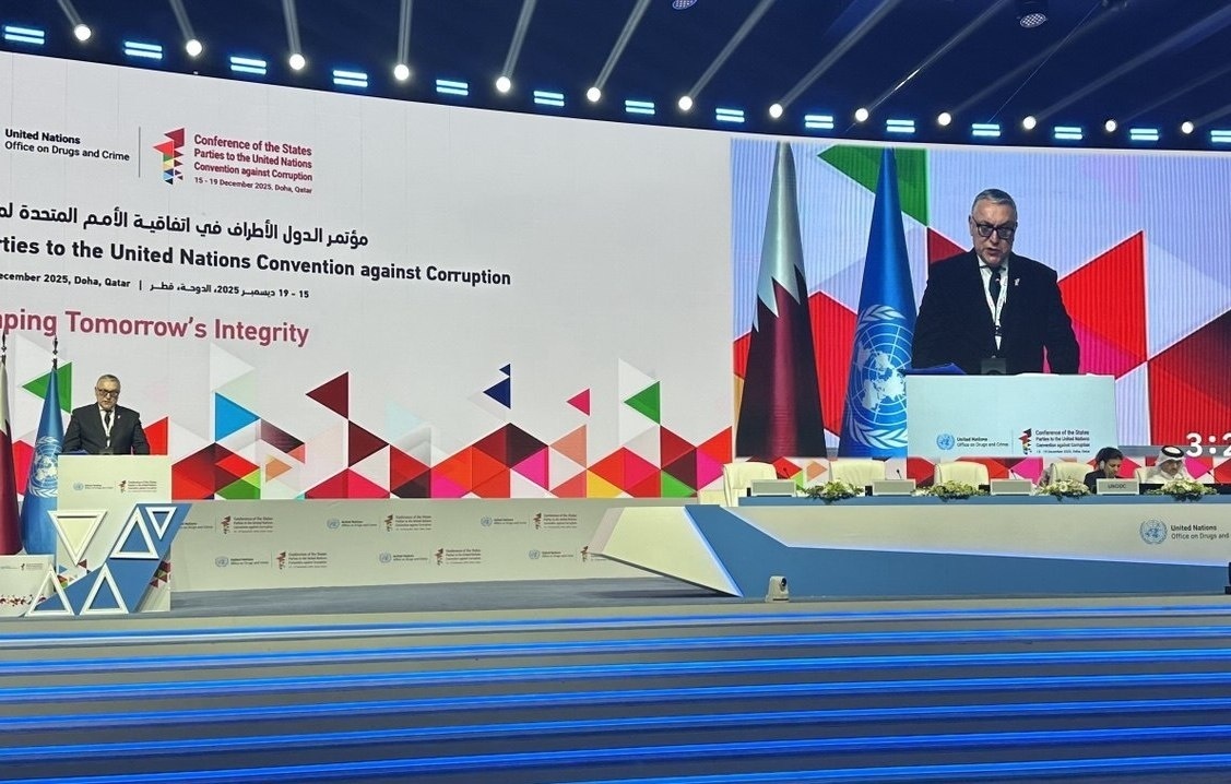    Заместитель министра иностранных дел России Дмитрий Любинский на 11-й сессии Конференции государств-участников Конвенции ООН против коррупции  Даниил Катеренчук/ТАСС