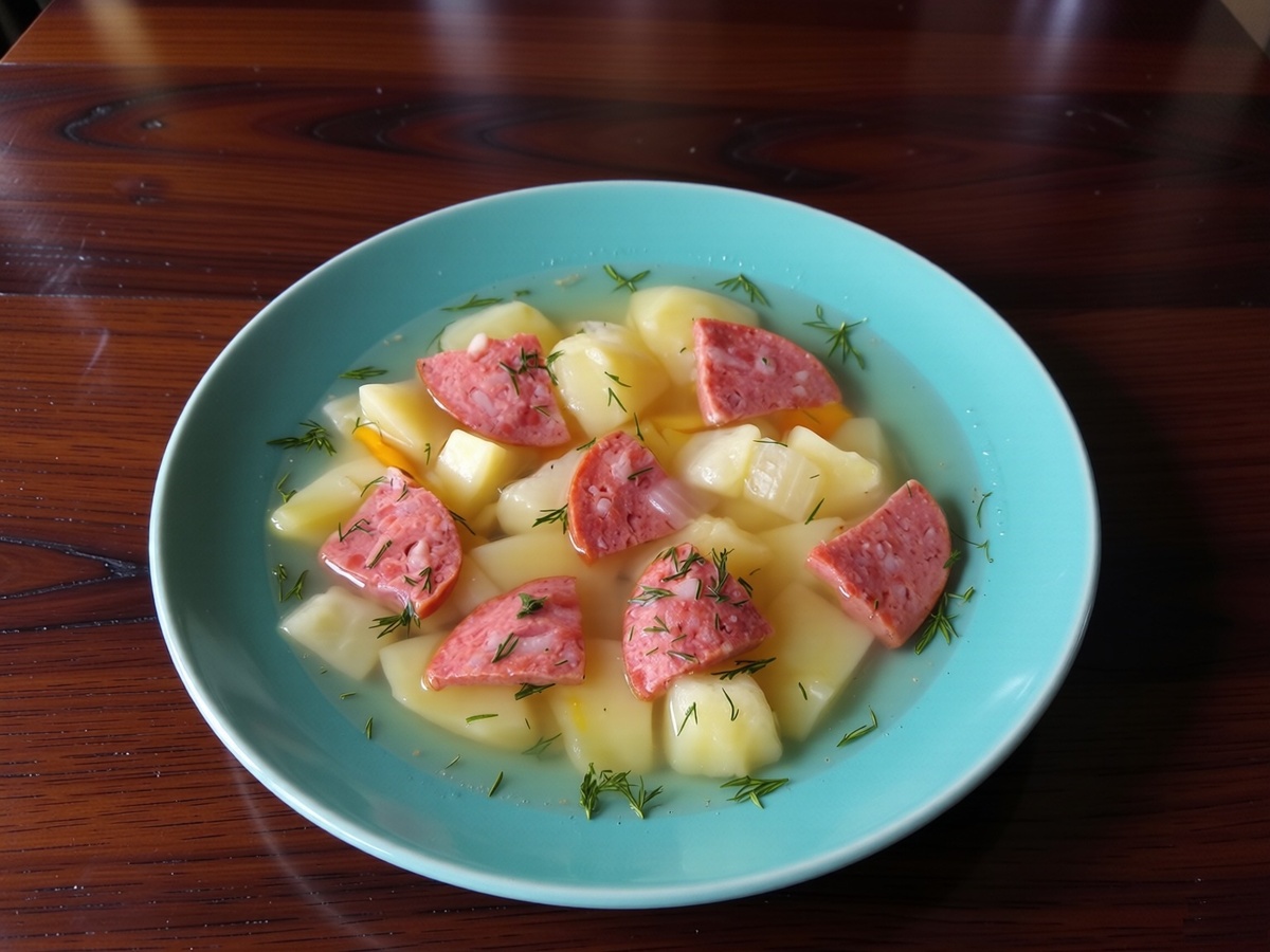 Суп с краковской колбасой су-вид