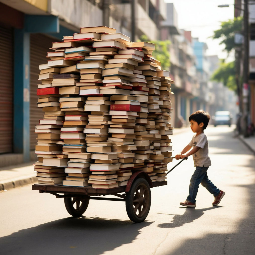 Иллюстрация "воз с книгами" сделана при помощи нейросети.