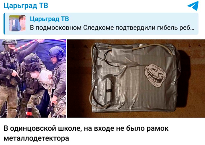    Скриншот страницы с ТГ-канала Царьград