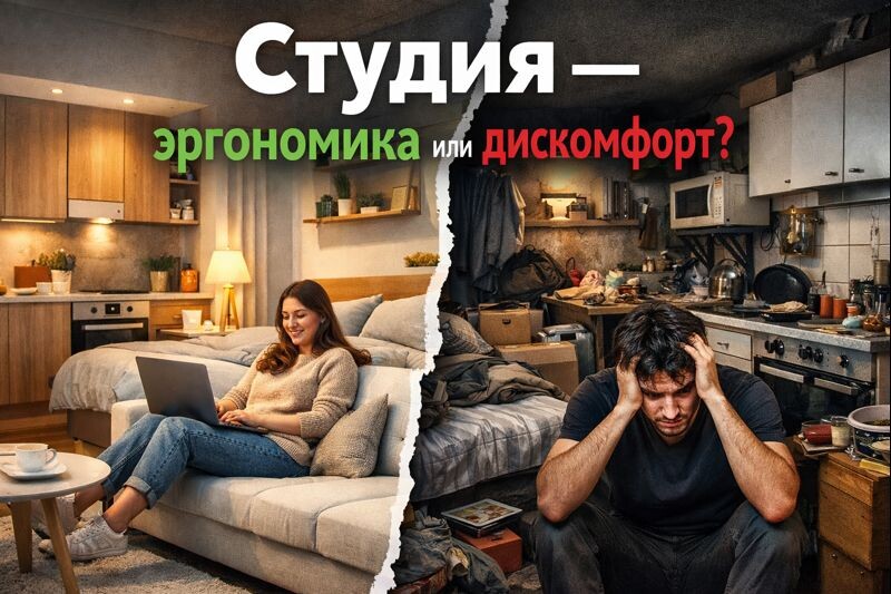 Одинаковый метраж — разные ощущения. Одна студия ощущается как продуманное пространство, другая — как компромисс, о котором жалеют через год. Вопрос не в площади, а в том, как вы будете в ней жить.