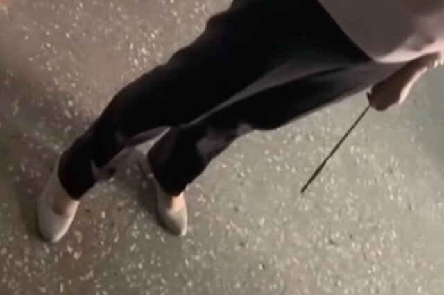    В ролике педагог перегородила дорогу школьнице. Фото: Подслушано Нытва