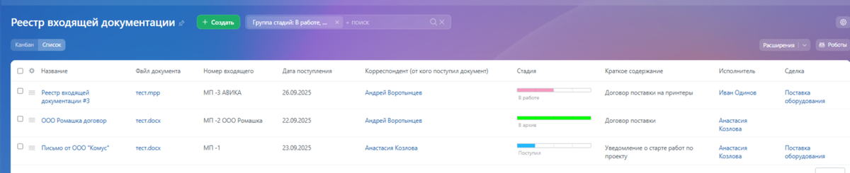 Рис. 2 - Отображение списком