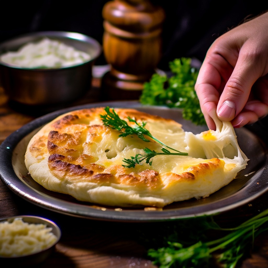 хачапури разрывают руками и едят горячим, пока сыр тянется как лава