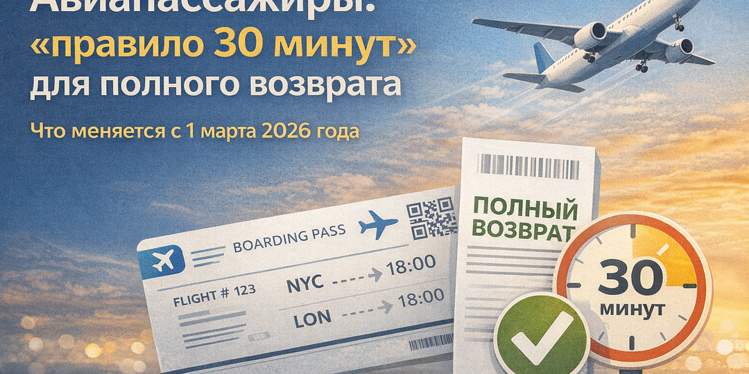 Задержали рейс больше чем на полчаса? С 2026 года можно отказаться от полёта и вернуть деньги