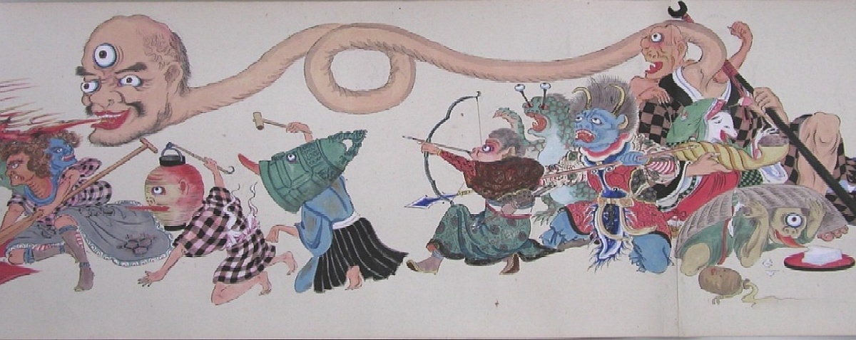 Хяккиягё эмаки Тоса Мицунобу (1434–1525)возможно самый ранний свиток с парадом 100 демонов