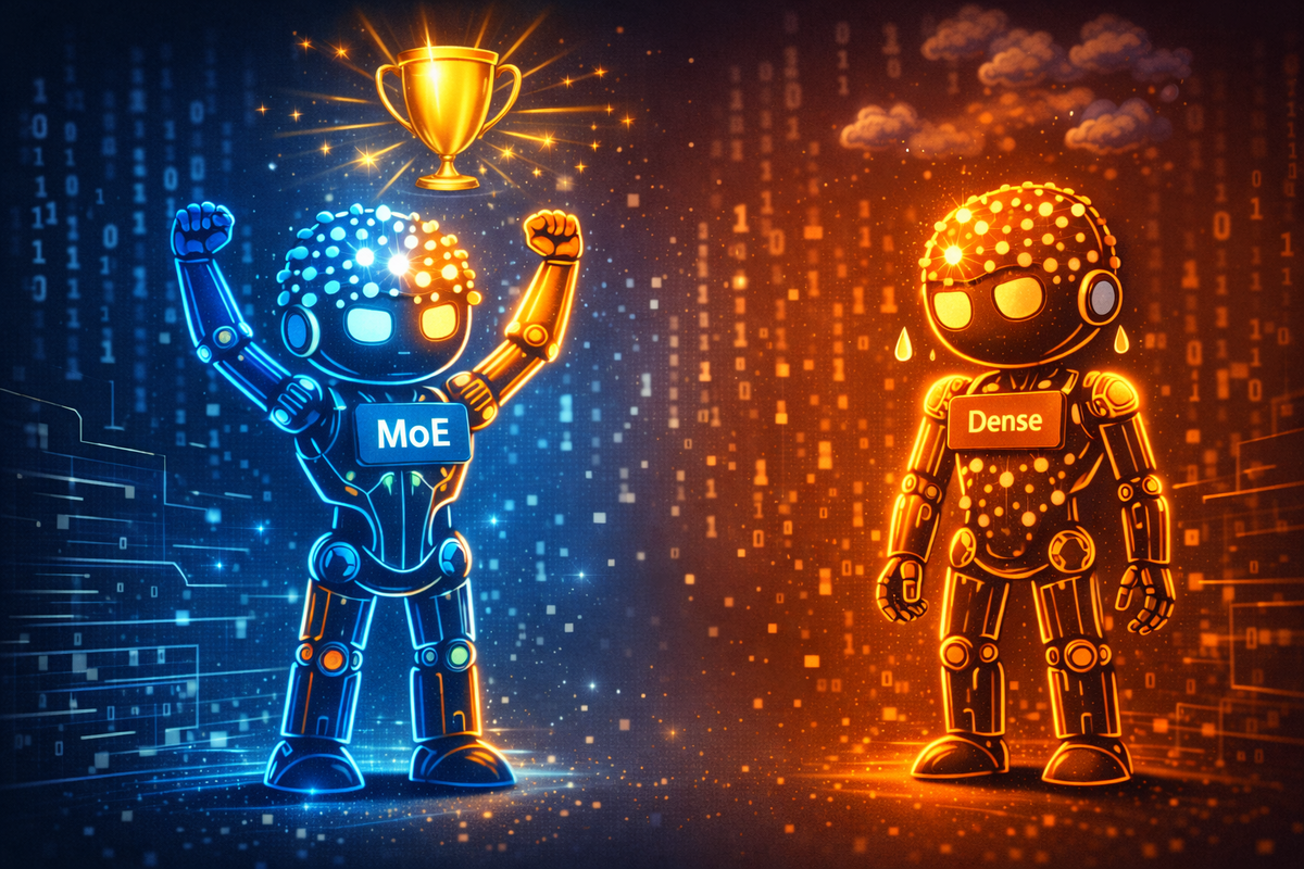 Абстрактное изображение превосходства MoE.