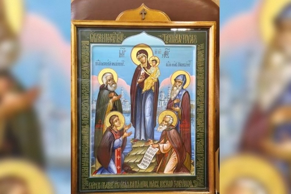    Работа представляет собой новую иконографическую композицию, объединившую образ Богородицы и самых почитаемых святых Верхневолжья. Фото: УФСИН Тверской области.