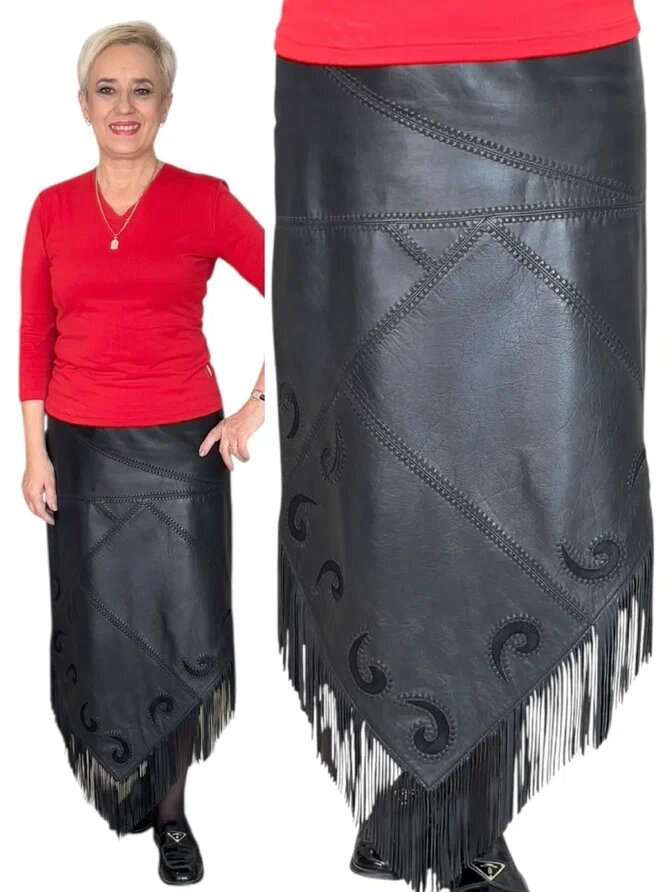 Кожаная юбка с аппликацией "Изольда". Ателье Ирины Берзиной.