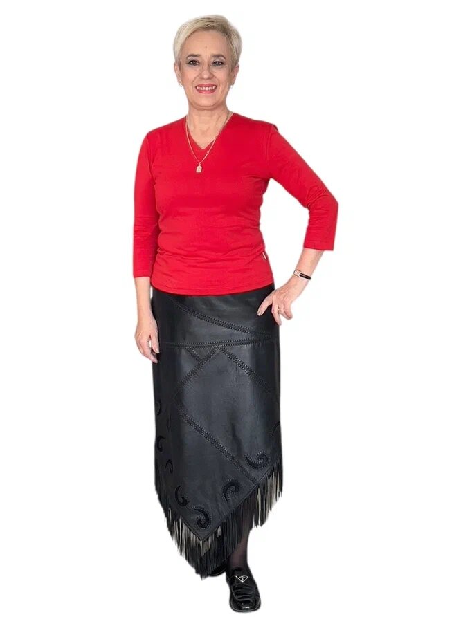 Кожаная юбка с аппликацией "Изольда". Ателье Ирины Берзиной.