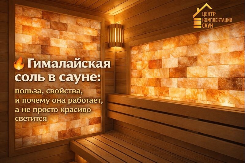 Гималайская соль в сауне с подсветкой из термоленты