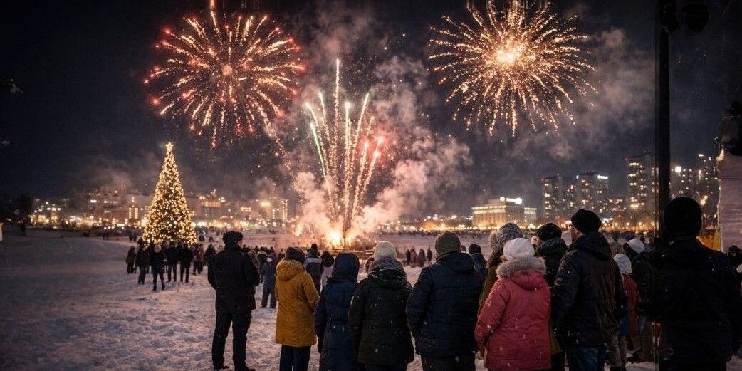 Яркие огни в ночном небе создают неповторимую атмосферу праздника. Источник: нейросеть📷
