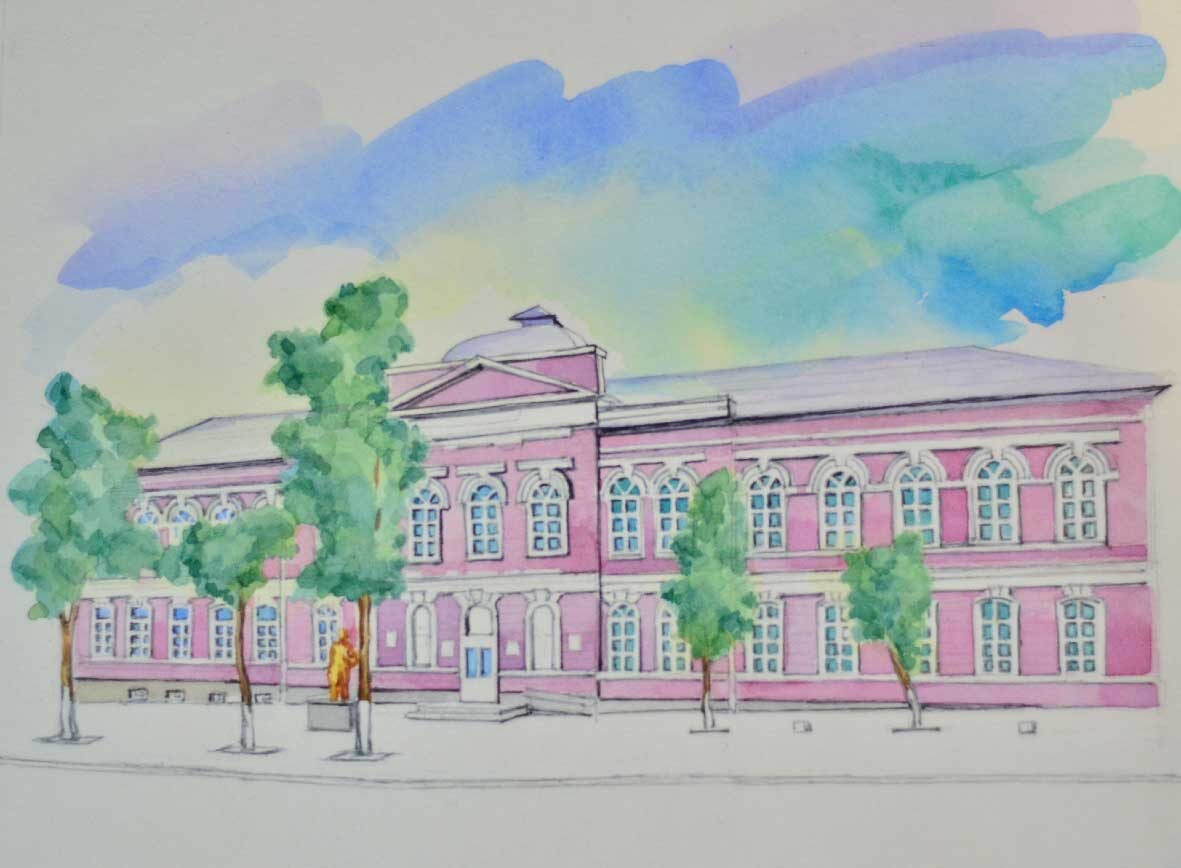 Рисунок акварелью к обложке выпускного альбома.