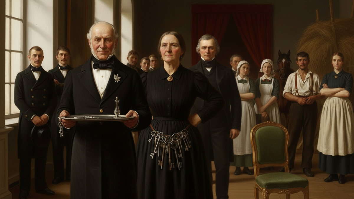 Иерархия дворовых людей: дворецкий — глава всей мужской прислуги, ключница (экономка) — глава женской прислуги, камердинер — личный слуга барина