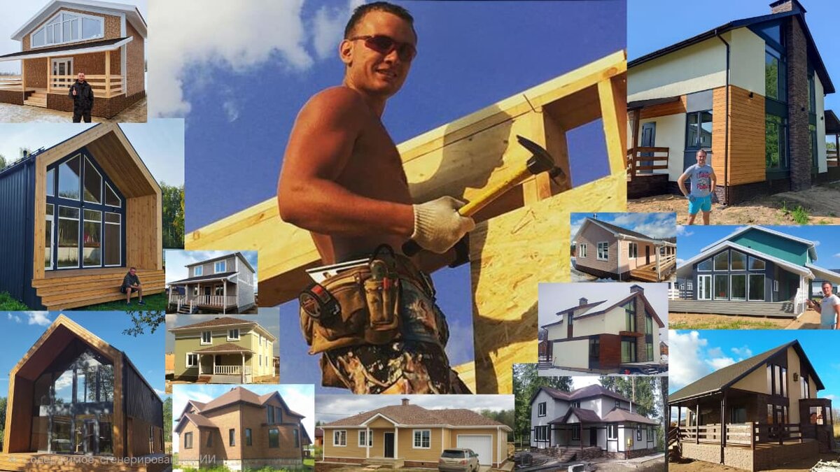 Это я в 2016 году строю каркасник в Чехове и некоторые мои дома.