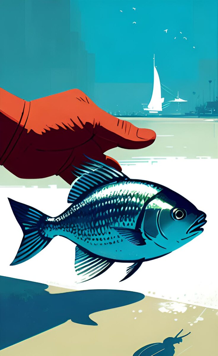 Рыбка. Иллюстрация создана с помощью нейросети DreamAI.