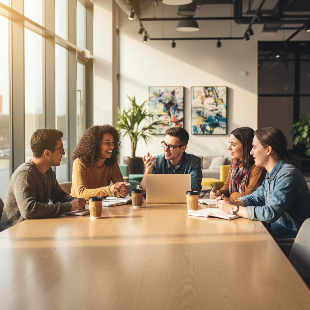 Студенты магистратуры обсуждают учебный проект в международной бизнес-школе