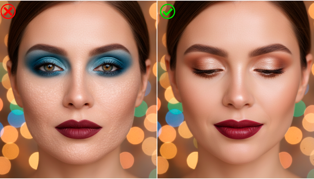 Слева — макияж, который кричит «я очень старалась» и добавляет возраст. Справа — легкое сияние, которое стирает 10 лет.