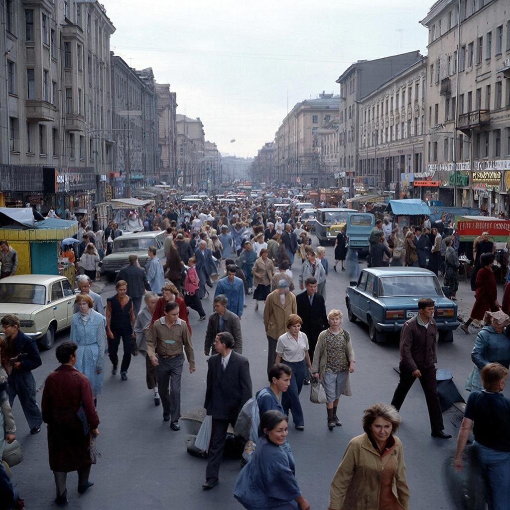 Улица города в самом начале 1990-х.