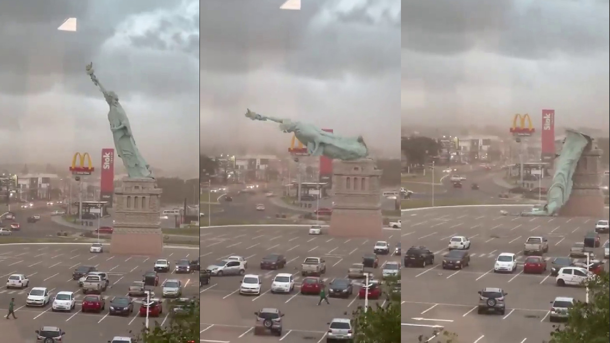 Ветер vs Статуя. Безоговорочное превосходство ветра! Муниципалитет Гуаиба (штат Риу-Гранди-ду-Сул, тамошнее 15 декабря)