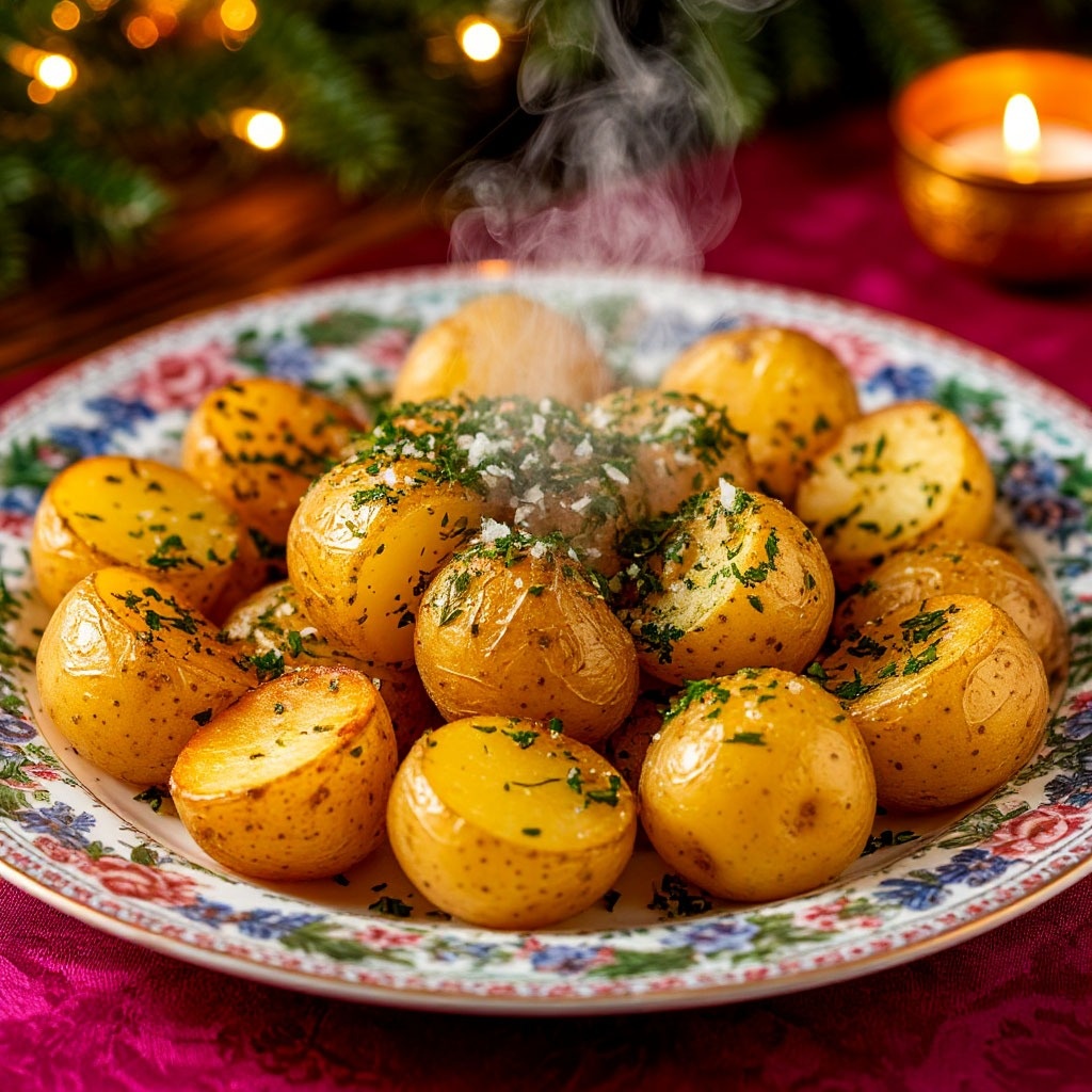 Картофель обжаренный и запеченный в мундире с зеленью и чесноком.