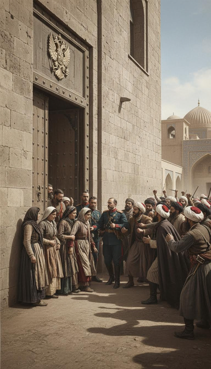 Несколько армянских женщин, по договору получивших право покинуть Персию, нашли убежище в русском посольстве