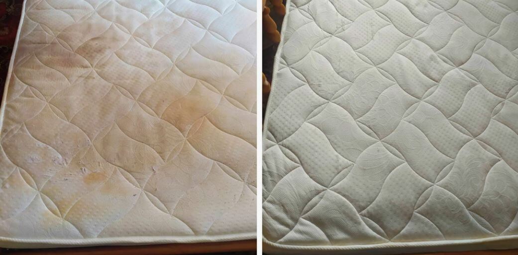 Химчистка матрасов до и после