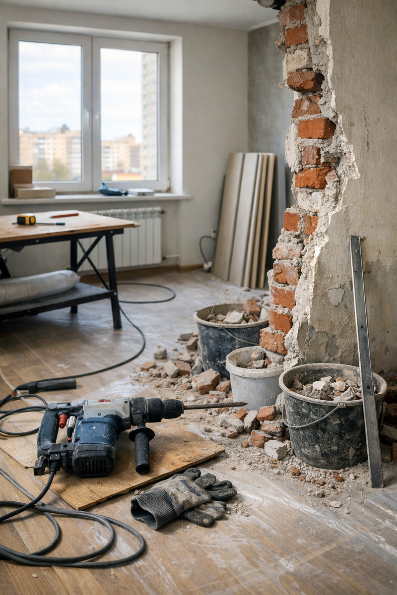 Работа отбойного молотка 