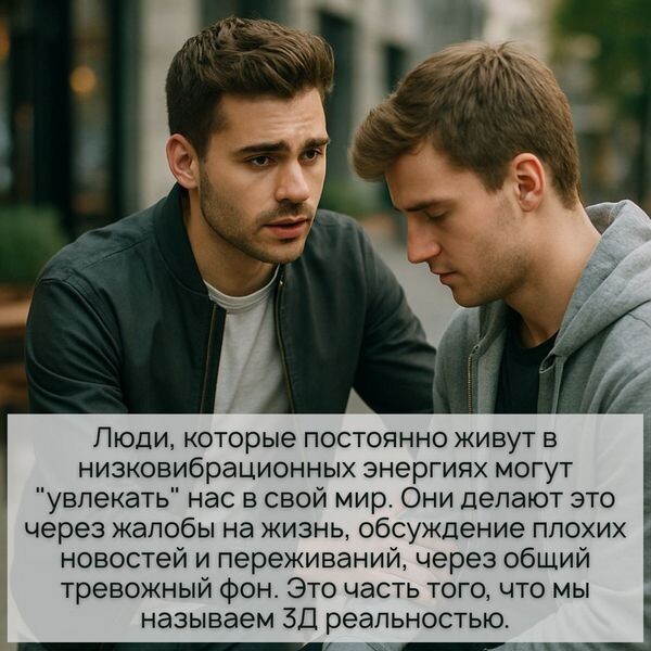 Люди, которые постоянно живут в низковибрационных энергиях, могут "увлекать" нас в свой мир.
