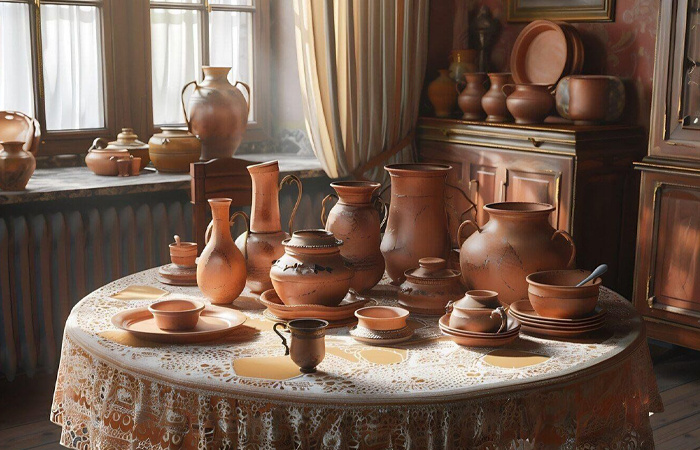 На Руси большая часть посуды была из глины.