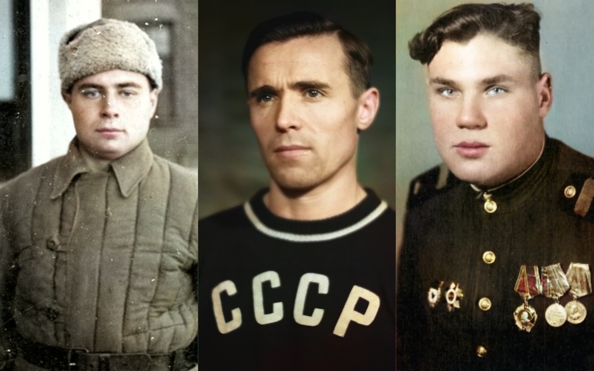 Слева направо: Аркадий Никитич Воробьёв (1924 — 2012), Виктор Иванович Чукарин (1921 — 1984), Анатолий Иванович Парфёнов (1925 — 1993).