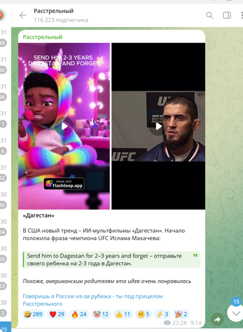    Скриншот/https://t.me/rasstrelny/26224.