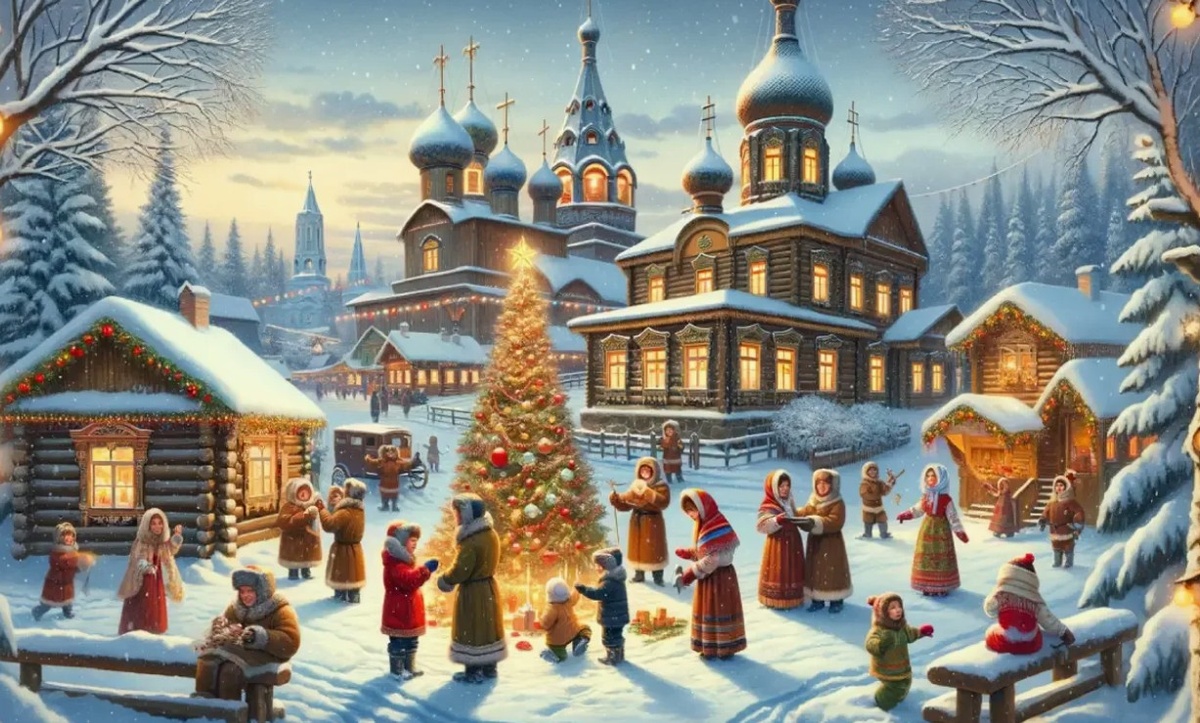 Рождество на Руси. Картинку взяла из свободных источников на просторах интернета