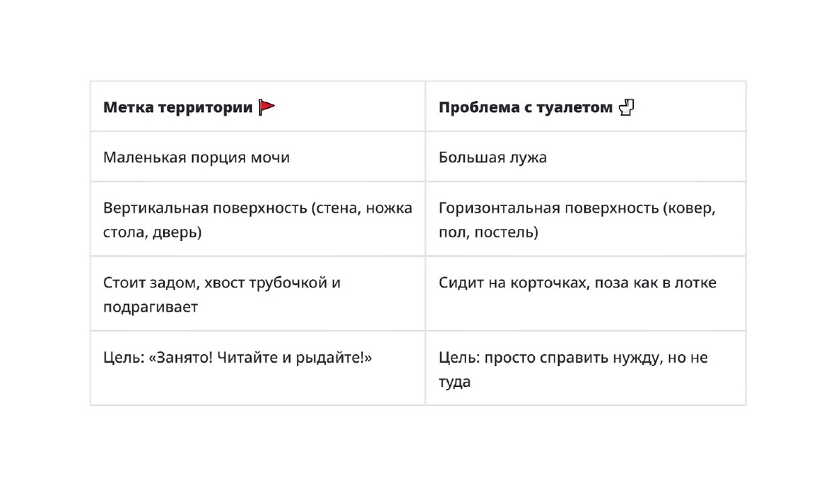 Примерная таблица, возможных проблем