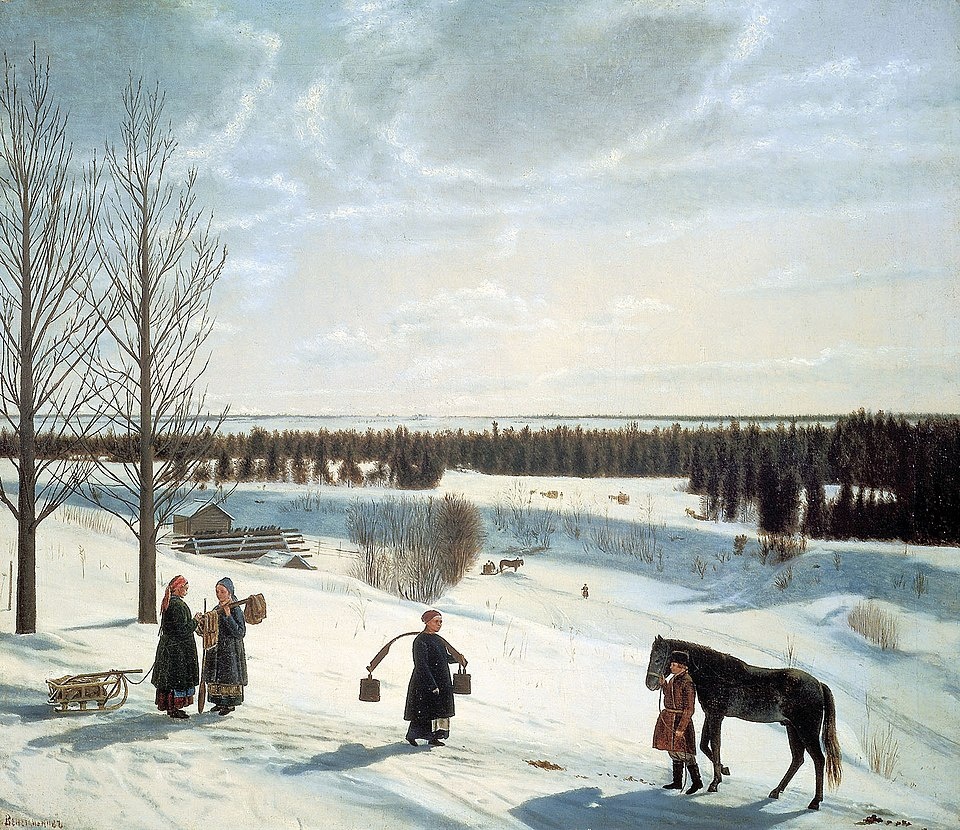 Фрагмент картины «Русская зима», Никифор Крылов, 1827 год.