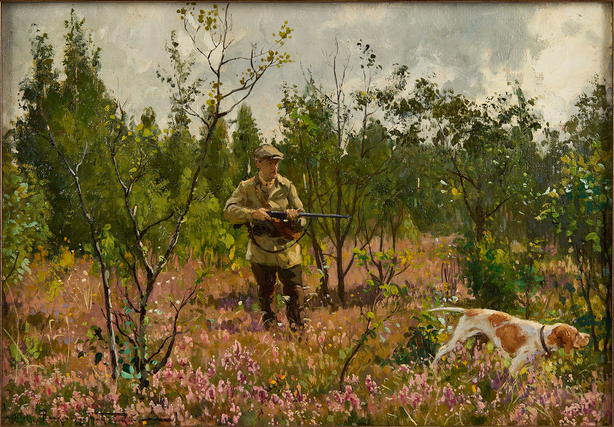 Маковский, Александр Владимирович (1869-1924).  На охоте. 1915.  Холст, масло. 38,2х54,2