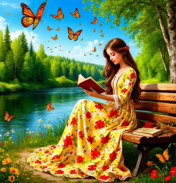 Создано нейросетью. Тихий уголок в парке или лесопарке. 