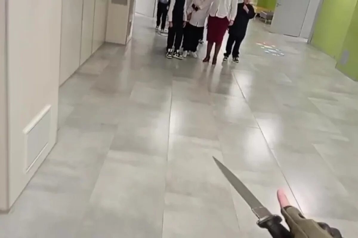    Скриншот с видео нападения подростка в Успенской школе в поселке Горки-2 Московской области.