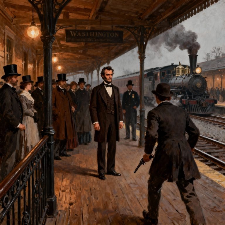 Убийство президента США Авраама Линкольна на вокзале в Вашингтоне