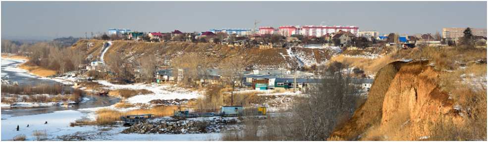 Посёлок Рабочий с высокого берега Ахтубы.
