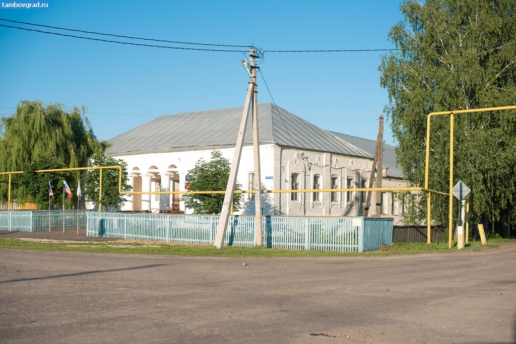 Здание школы в тамбовском селе Перкино, перестроенное из главного здания бывшей барской усадьбы
