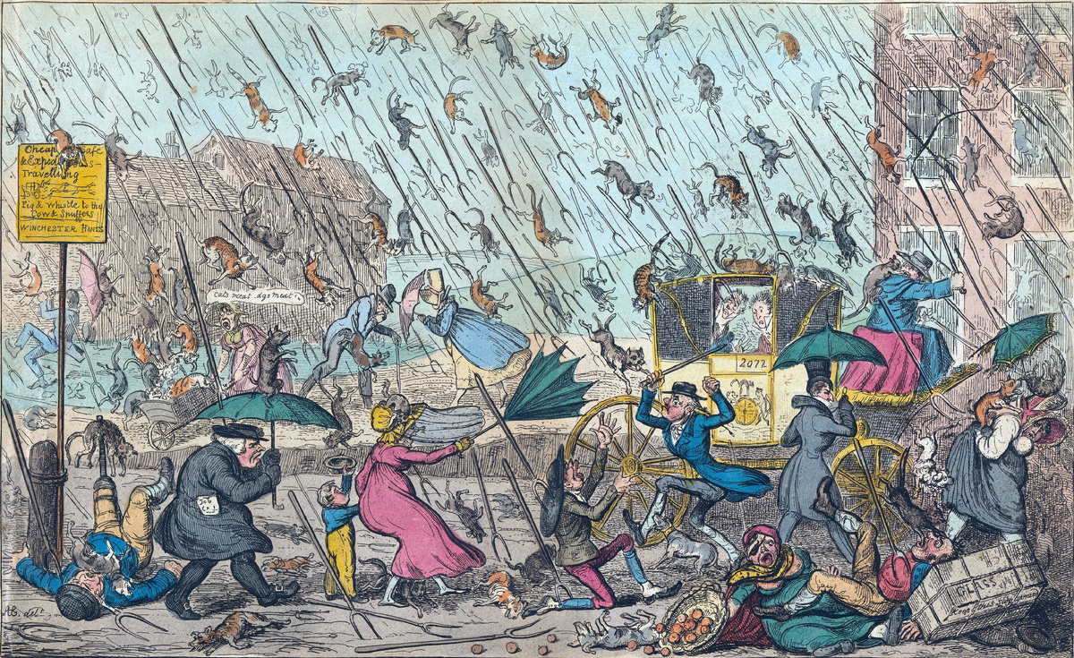 Фото: https://upload.wikimedia.org/wikipedia/commons/2/20/George_Cruikshank_-_Very_unpleasant_Weather_%28retouched%29.jpg