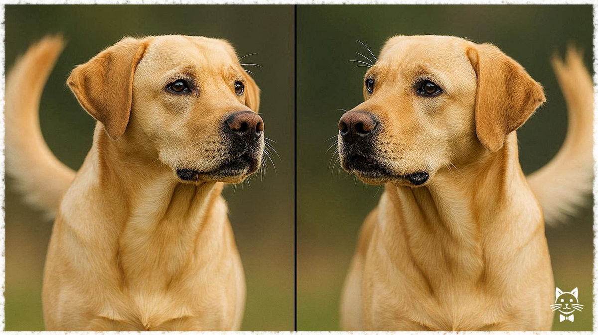 Собака виляет хвостом