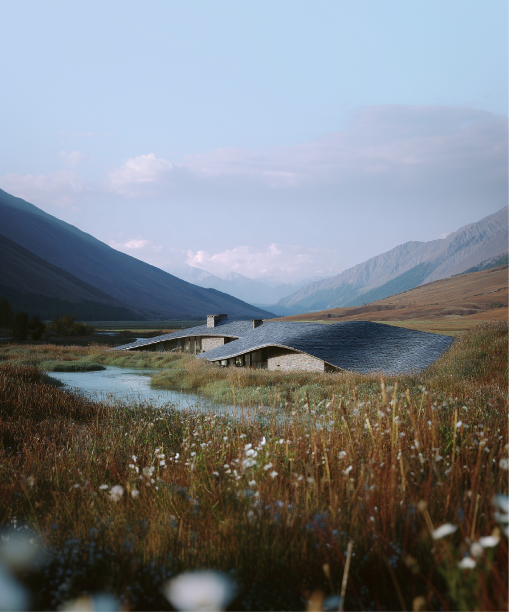 Архитектурная концепция виллы на Алтае. Рендер: KNKO