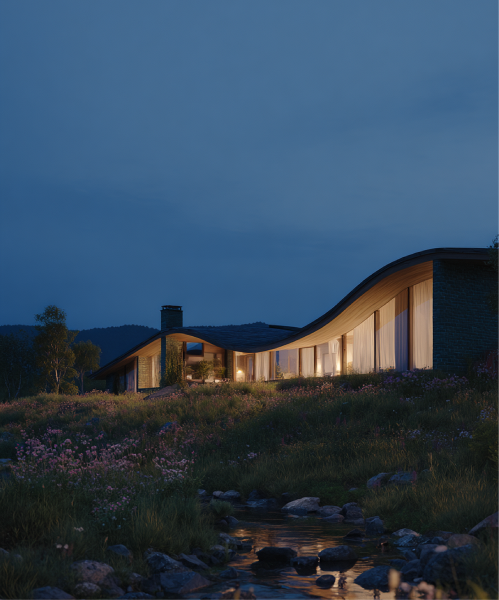 Архитектурная концепция виллы на Алтае. Рендер: KNKO